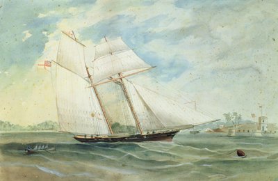 Farm Cove and Fort Macquarie, with Sailing Ship in Foreground, c.1859-68 by Frederick Garling